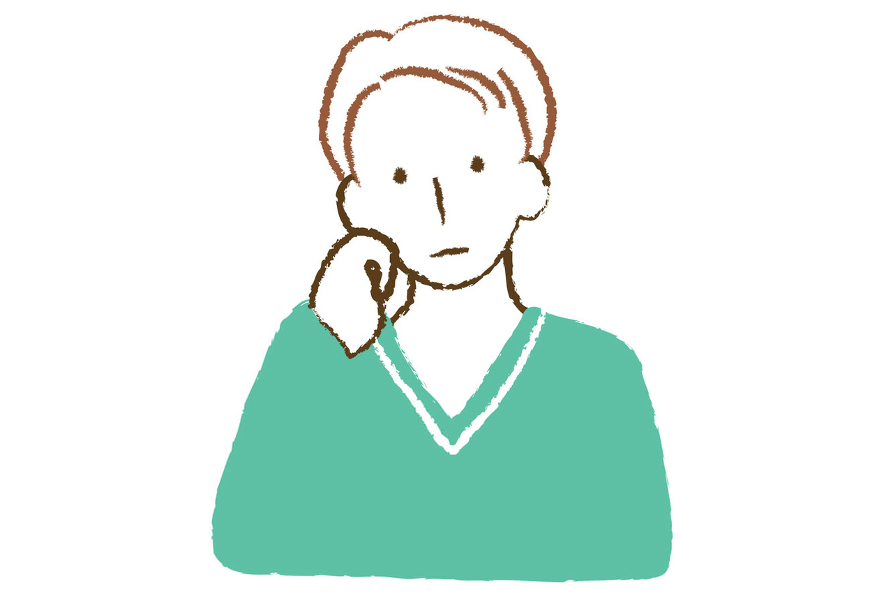 頬杖をつく男性のイラスト