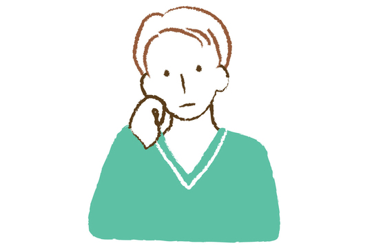 頬杖をつく男性のイラスト
